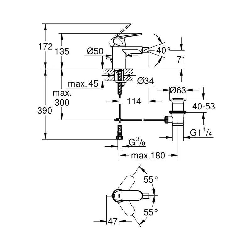 Keramika Davidovic Grohe Eurosmart Cosmopolitan baterija za bide GR 32839000 (3)