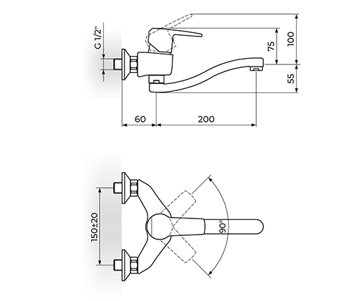 ROSAN CUBO3 JC3212S BATERIJA ZA SUDOPERU - LAVABO IZLIV 200MM - S ROSAN CUBO3 JC3212S BATERIJA ZA SUDOPERU - LAVABO IZLIV 200MM - S