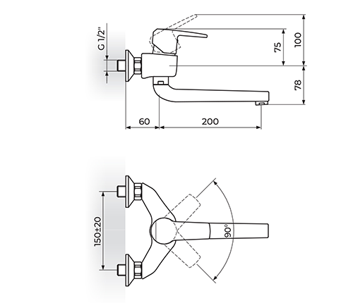 ROSAN CUBO3 JC32220 BATERIJA ZA SUDOPERU - LAVABO IZLIV 200MM