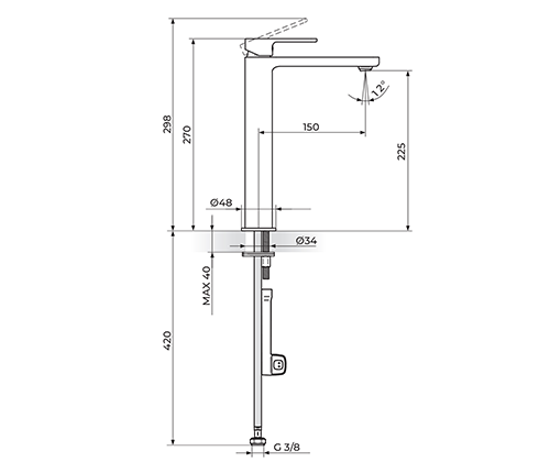 ROSAN GOLD 254109G Baterija za lavabo - hladna voda