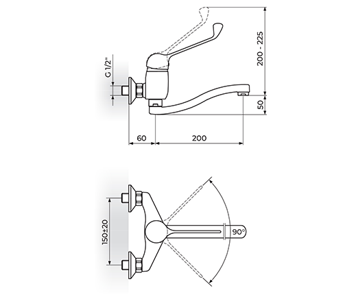 ROSAN KING J32L002 BATERIJA ZA SUDOPERU - LAVABO IZLIV 200MM S - LEKARSKA