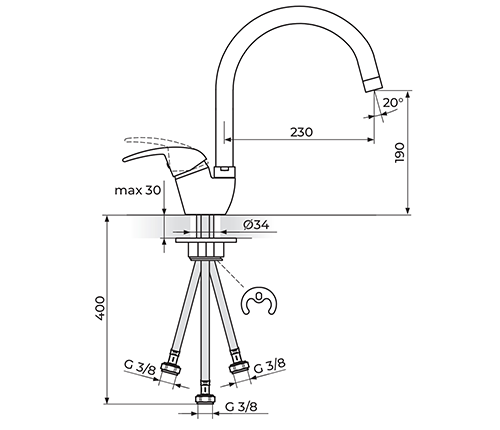 ROSAN KING J382203 BATERIJA ZA SUDOPERU - PROTOČNI BOJLER IZLIV 230MM ROSAN KING J382203 BATERIJA ZA SUDOPERU - PROTOČNI BOJLER IZLIV 230MM