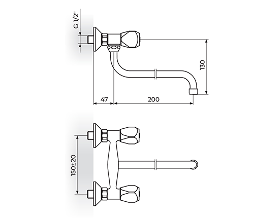 ROSAN KLASIK FUMME KF01101 BATERIJA ZA SUDOPERU - LAVABO IZLIV 200MM - S ROSAN KLASIK FUMME KF01101 BATERIJA ZA SUDOPERU - LAVABO IZLIV 200MM - S