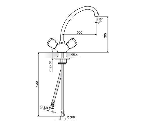 ROSAN KLASIK FUMME KF23020 BATERIJA ZA SUDOPERU - LAVABO IZLIV 200MM ROSAN KLASIK FUMME KF23020 BATERIJA ZA SUDOPERU - LAVABO IZLIV 200MM