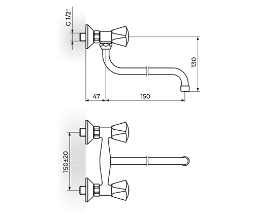 ROSAN KLASIK K01114 BATERIJA ZA SUDOPERU - LAVABO IZLIV 140mm - S