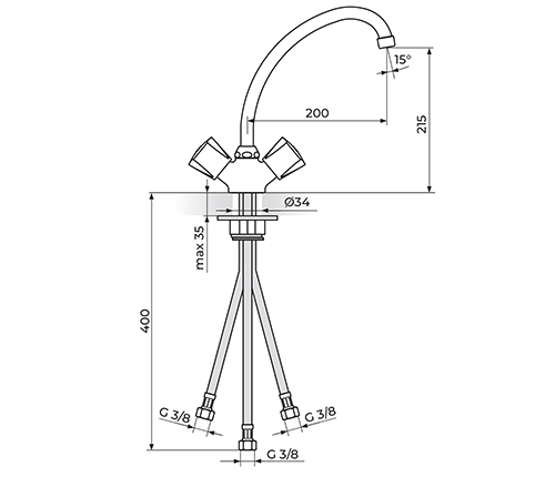 ROSAN KLASIK KERAMIC KK26101 BATERIJA ZA SUDOPERU, PROTOČNI BOJLER IZLIV 200MM