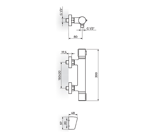 STOLZ THERMO 1T37101 BATERIJA ZA TUŠ KADU SA RUČNIM TUŠEM
