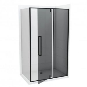 Stakleni paravan CONCEPT ABSOLUT BLACK 90x200cm crni ram pivot vrata i fiksno staklo C-02-B6220F