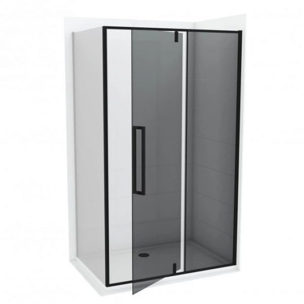 Stakleni paravan CONCEPT ABSOLUT BLACK 90x200cm crni ram pivot vrata i fiksno staklo C-02-B6220F