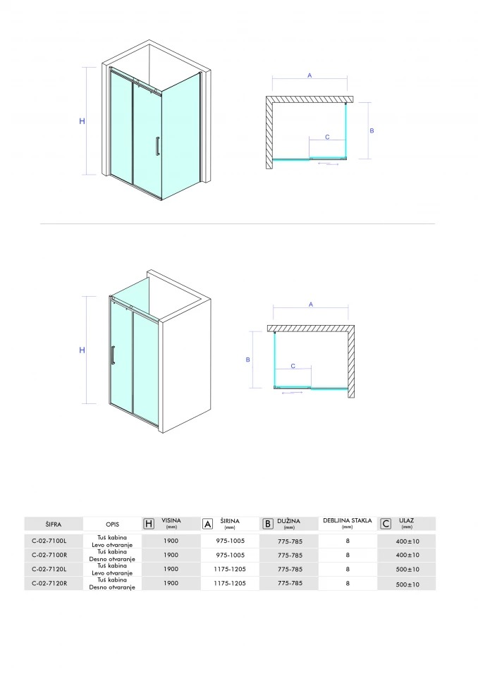 Tuš kabina CONCEPT NEPTUN 100x80cm staklo 8mm providno desna C-02-7100R (6) Tuš kabina CONCEPT NEPTUN 100x80cm staklo 8mm providno desna C-02-7100R